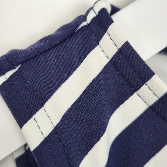 Land's End High-Neck Navy Blue White Stripe Tankini Swim Top Petite Size 8P - Picture 6 of 10